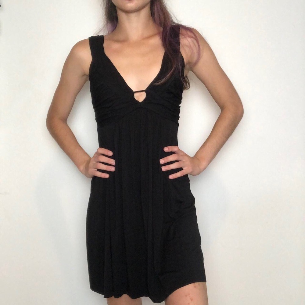 Birger Christensen Black V Neck Cut Out Flowy Mini Dress!!
